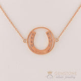 14KT ROSE GOLD -HORSESHOE GOOD KARMA CHAKRA NECKLACE - Gemstone Silver Jewelry
