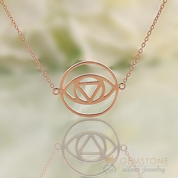 14KT ROSE GOLD -BROW CHAKRA NECKLACE - Gemstone Silver Jewelry