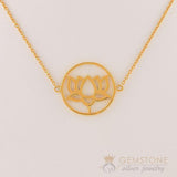 14KT YELLOW GOLD -LOTUS GOOD KARMA CHAKRA NECKLACE - Gemstone Silver Jewelry