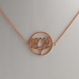 14KT ROSE GOLD -LOTUS GOOD KARMA CHAKRA NECKLACE - Gemstone Silver Jewelry