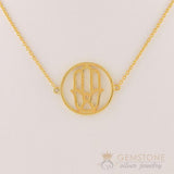14KT YELLOW GOLD -HAND OF FATIMA GOOD KARMA CHAKRA NECKLACE - Gemstone Silver Jewelry