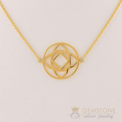 14KT YELLOW GOLD -CHOKER BASE CHAKRA NECKLACE - Gemstone Silver Jewelry