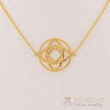 14KT YELLOW GOLD -CHOKER BASE CHAKRA NECKLACE - Gemstone Silver Jewelry