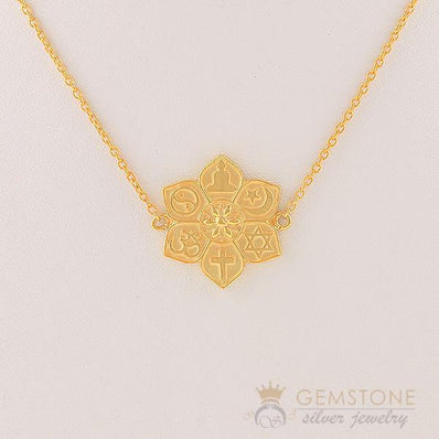 14KT YELLOW GOLD -COEXIST IN HARMONY CHAKRA NECKLACE - Gemstone Silver Jewelry
