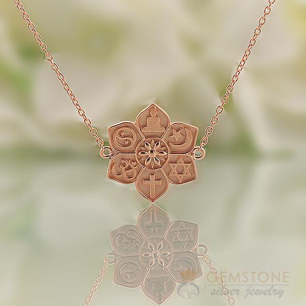 14KT ROSE GOLD -COEXIST IN HARMONY CHAKRA NECKLACE - Gemstone Silver Jewelry