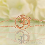 14KT ROSE GOLD -CHOKER OM GOOD KARMA CHAKRA BRACELET - Gemstone Silver Jewelry