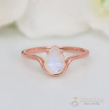 14k Rose Gold Vermeil Moonstone Ring - Ecstasy - gemstonesilverjewelryus
