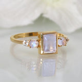 14k Gold Vermeil Moonstone Ring - Royalty - gemstonesilverjewelryus