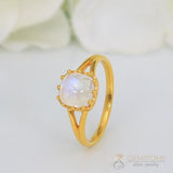 14k Gold Vermeil Moonstone Ring - Plushness - gemstonesilverjewelryus