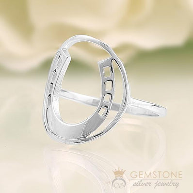 925 STERLING SILVER -HORSESHOE GOOD KARMA CHAKRA RING - Gemstone Silver Jewelry