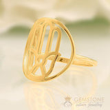 14KT YELLOW GOLD -HAND OF FATIMA GOOD KARMA CHAKRA RING - Gemstone Silver Jewelry