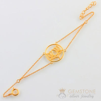 14KT YELLOW GOLD -LOTUS GOOD KARMA CHAKRA BRACELET - Gemstone Silver Jewelry