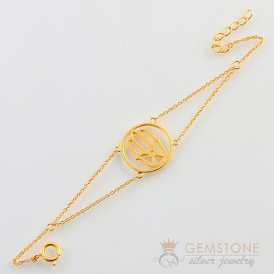 14KT YELLOW GOLD -HAND OF FATIMA GOOD KARMA CHAKRA BRACELET - Gemstone Silver Jewelry