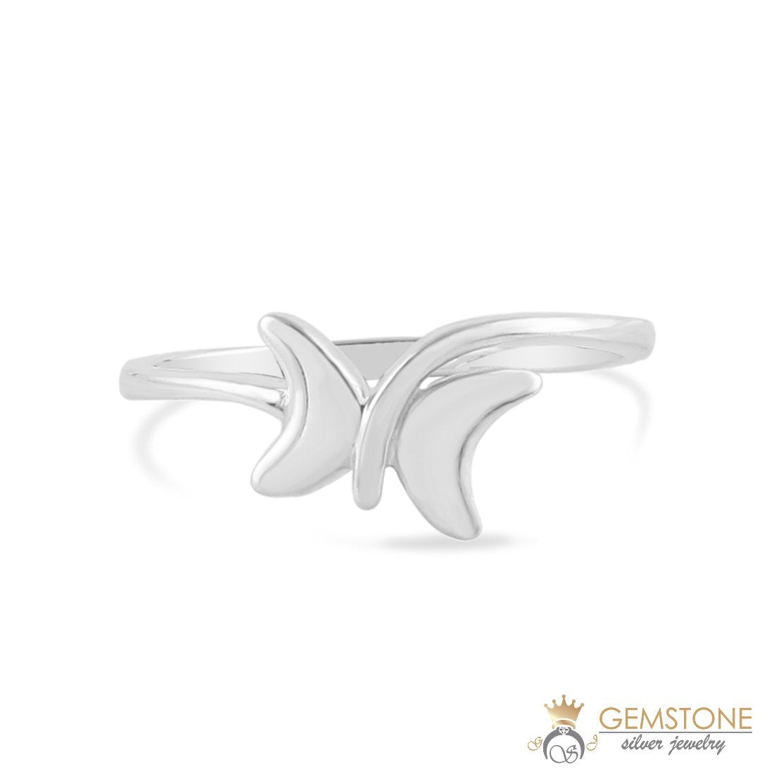 Silver Ring-Gleaming Butterfly