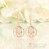 14KT ROSE GOLD -HAND OF FATIMA GOOD KARMA CHAKRA EARRING - Gemstone Silver Jewelry