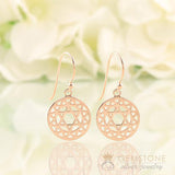 14KT ROSE GOLD -HEART CHAKRA EARRING - Gemstone Silver Jewelry