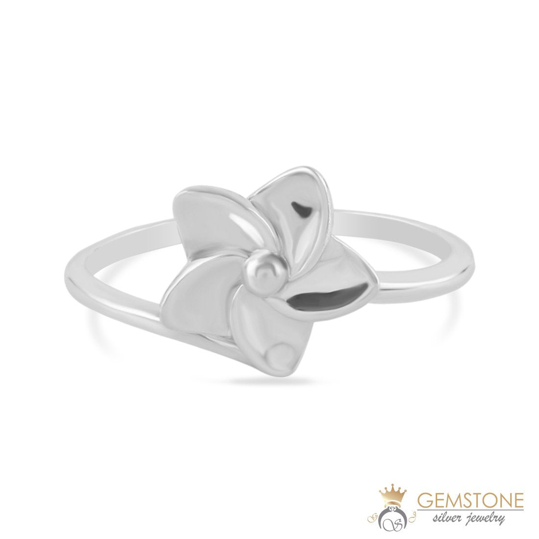 Silver Ring-Fanning Flower