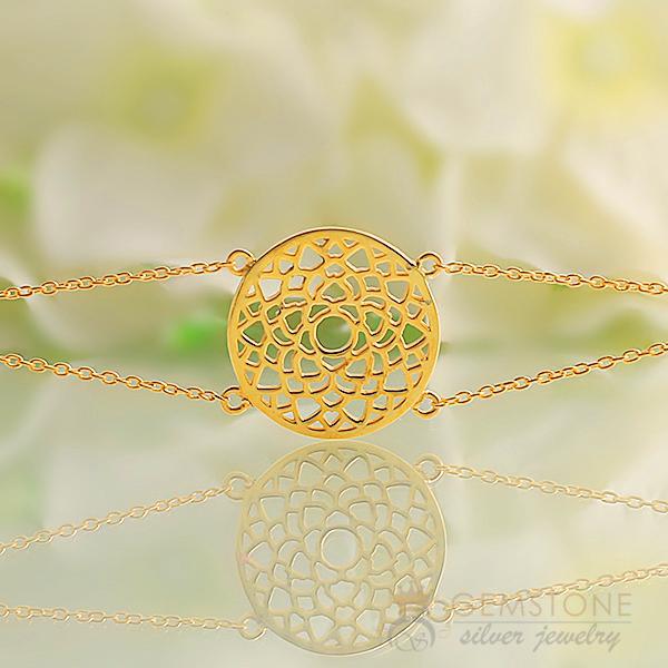 14KT YELLOW GOLD -CROWN CHAKRA BRACELET - Gemstone Silver Jewelry