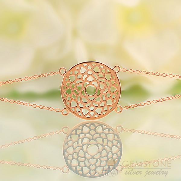 14KT ROSE GOLD -CROWN CHAKRA BRACELET - Gemstone Silver Jewelry