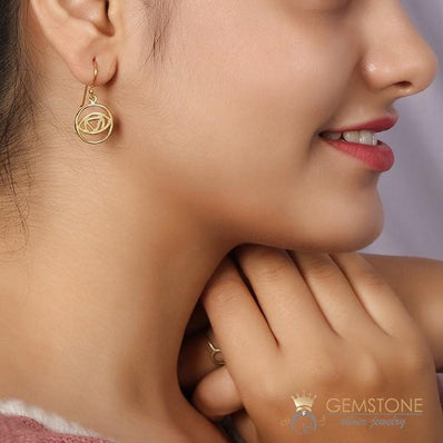 14KT YELLOW GOLD -BROW CHAKRA EARRING - Gemstone Silver Jewelry