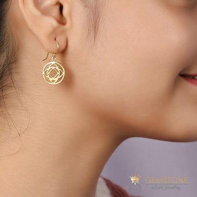 14KT YELLOW GOLD -SACRAL CHAKRA EARRING - Gemstone Silver Jewelry