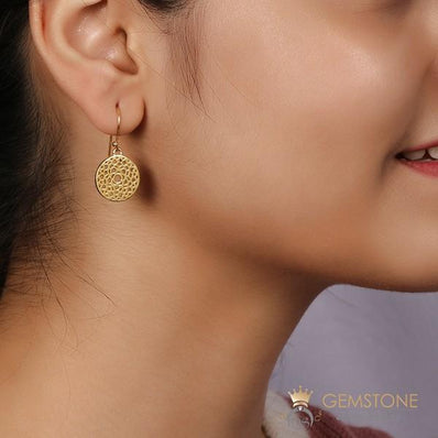 14KT YELLOW GOLD -CROWN CHAKRA EARRING - Gemstone Silver Jewelry