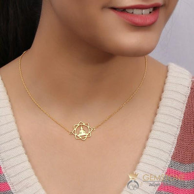 14KT YELLOW GOLD -BUDDHA GOOD KARMA CHAKRA NECKLACE - Gemstone Silver Jewelry