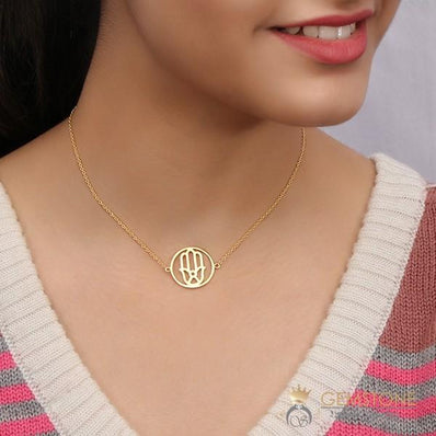 14KT YELLOW GOLD -HAND OF FATIMA GOOD KARMA CHAKRA NECKLACE - Gemstone Silver Jewelry