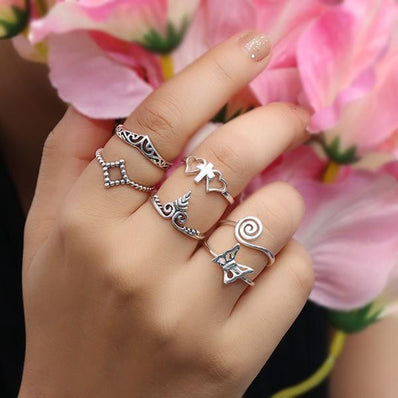 Silver Ring-Gleaming Butterfly