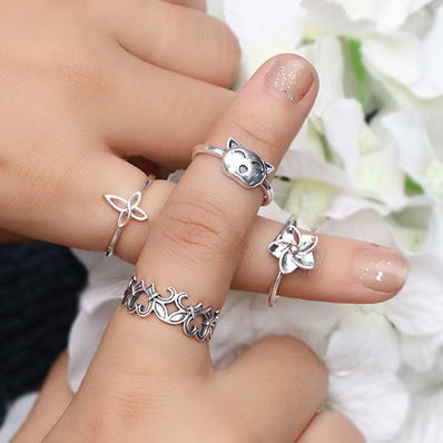 Silver Ring-Fanning Flower