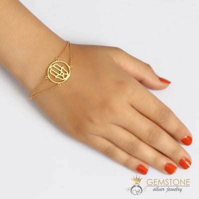 14KT YELLOW GOLD -HAND OF FATIMA GOOD KARMA CHAKRA BRACELET - Gemstone Silver Jewelry