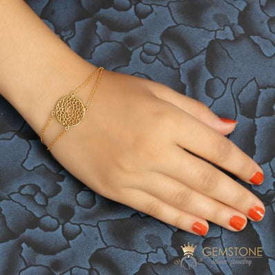 14KT YELLOW GOLD -CROWN CHAKRA BRACELET - Gemstone Silver Jewelry