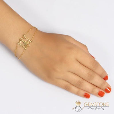 14KT YELLOW GOLD -BUDDHA GOOD KARMA CHAKRA BRACELET - Gemstone Silver Jewelry