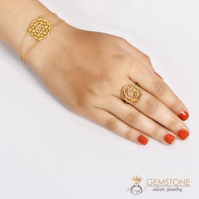 14KT YELLOW GOLD -BASE CHAKRA RING - Gemstone Silver Jewelry