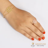 14KT ROSE GOLD -COEXIST GOOD KARMA CHAKRA RING - gemstonesilverjewelryus