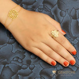 14KT YELLOW GOLD -COEXIST GOOD KARMA CHAKRA RING - gemstonesilverjewelryus