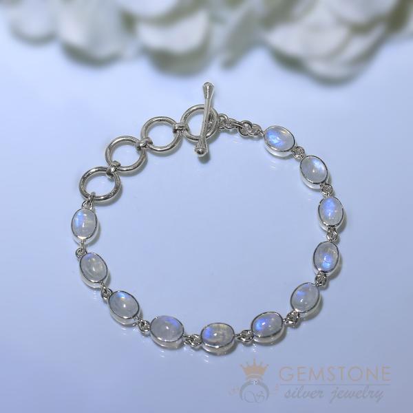 Moonstone Bracelet-Entrancing Adonis - Gemstone Silver Jewelry