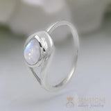 Moonstone Ring-Upturned  Moon Drop