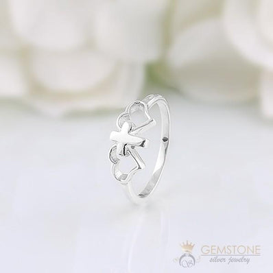 Silver Ring-Cross Love