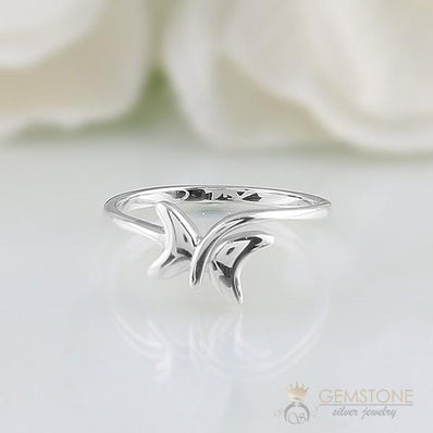 Silver Ring-Gleaming Butterfly