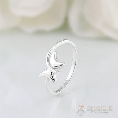 Silver Ring-Gleaming Butterfly