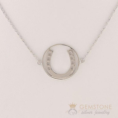 925 STERLING SILVER -HORSESHOE GOOD KARMA CHAKRA NECKLACE - Gemstone Silver Jewelry