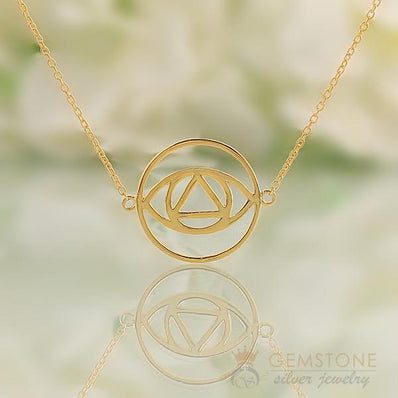 14KT YELLOW GOLD -BROW CHAKRA NECKLACE - Gemstone Silver Jewelry