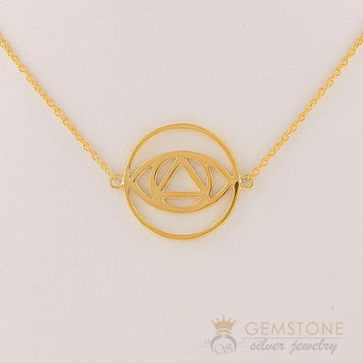 14KT YELLOW GOLD -BROW CHAKRA NECKLACE - Gemstone Silver Jewelry
