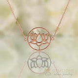 14KT ROSE GOLD -LOTUS GOOD KARMA CHAKRA NECKLACE - Gemstone Silver Jewelry
