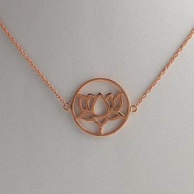 14KT ROSE GOLD -LOTUS GOOD KARMA CHAKRA NECKLACE - Gemstone Silver Jewelry