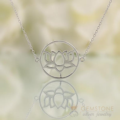 925 STERLING SILVER -LOTUS GOOD KARMA CHAKRA NECKLACE - Gemstone Silver Jewelry