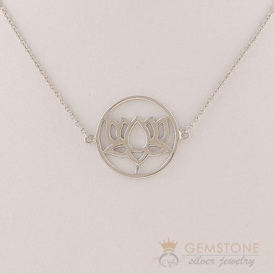 925 STERLING SILVER -LOTUS GOOD KARMA CHAKRA NECKLACE - Gemstone Silver Jewelry