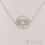 925 STERLING SILVER -LOTUS GOOD KARMA CHAKRA NECKLACE - Gemstone Silver Jewelry