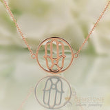 14KT ROSE GOLD -HAND OF FATIMA GOOD KARMA CHAKRA NECKLACE - Gemstone Silver Jewelry